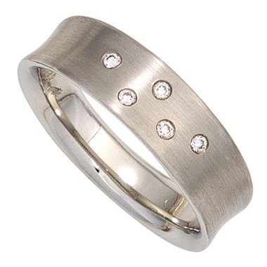 Platinring aus Silber & SIGO Damen Ring 950 Platin matt 5 Diamanten Brillanten 0,06ct. Platinring