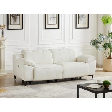 Relaxsofa 3-Sitzer elektrisch Leder- Weiß ROVETO