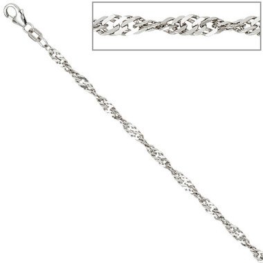 SIGO Singapurkette 925 Silber 2,9 mm 45 cm Halskette Kette Silberkette Karabiner