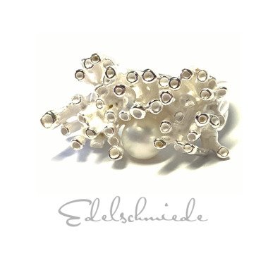 Silberring 925 Sterling Silber Echte Perle #62 Modern Ausgefallen