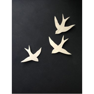 Wand Kunst Vögel Set Von Drei Porzellan Schwalben Moderne Silhouette Keramik