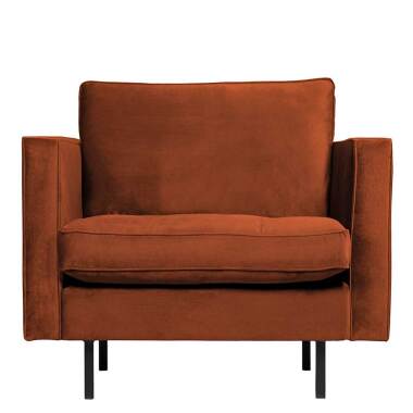 Wohnzimmer Sessel in Rostfarben Samt und Metall