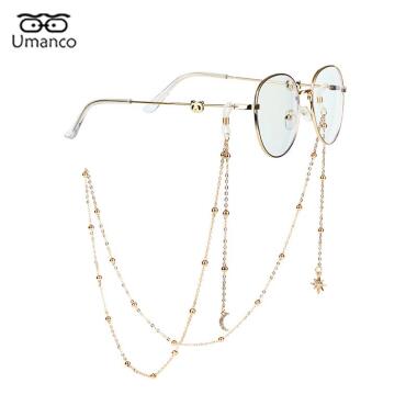 70cm Gold Farbe Brille Kette für Frauen Eleganter Mond Sonne Buchstaben Schmette