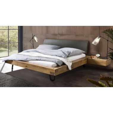Bett in Balkenoptik 140x200 cm aus Wildeiche