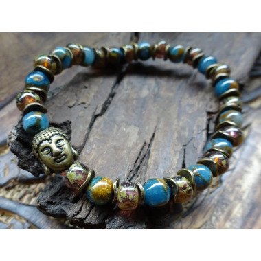 Bettelarmband in Türkis & Armband Für 16+cm Handgelenks-Umfang Buddha