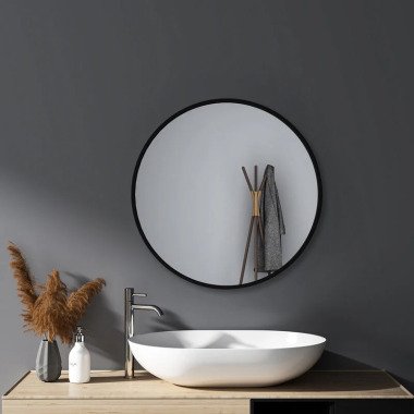 Boromal Wandspiegel Rund Schwarz 40 cm Spiegel