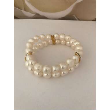 Brautschmuck Armband mit Perlen & Armband Zweireihig Weiß Süßwasserzuchtperlen