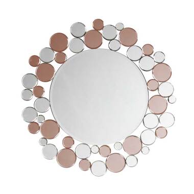 Design Spiegel in Silberfarben und Rosegold rund