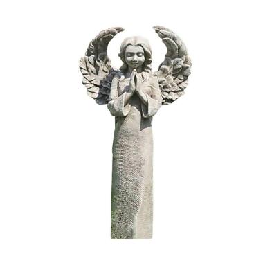 Engel Skulptur mit Statue & Betende Grabengel Figur in antikgrau Lianna