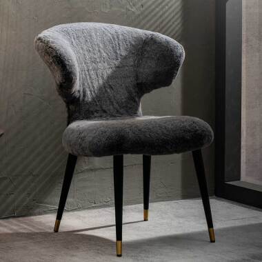 Esszimmer Metallküchenstuhl & Designer Stuhl aus Kunstfell und Metall
