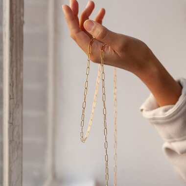 Gliederkette Halskette Rechteckige Goldkette Paperclip Minimal Chain Necklaces