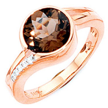 Goldring aus Rotgold & SIGO Damen Ring 585 Gold Rotgold 1 Rauchquarz braun 5 Diamanten Brillanten