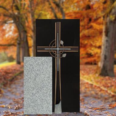 Günstiger Doppelgrabstein aus Bronze & Christlicher Doppelgrabstein hell