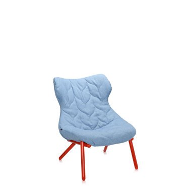 Kartell - Foliage Sessel - Gestell rot - Stoff Trevira blau