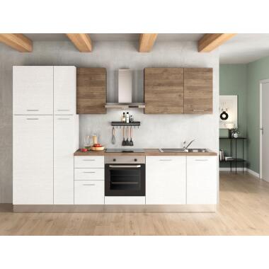 Küchenblock ''Dafne'' mit Geräte, Weiß/Walnussfarben
