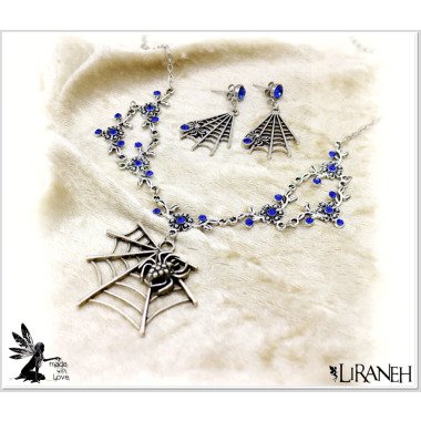 Liraneh | Set-8 Schmuckset Halskette Collier Und Ohrhänger Spinne Im Netz