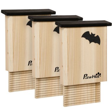 PawHut Fledermauskasten 3er-Set, Fledermaushaus Nistkasten für Fledermäuse, Holz