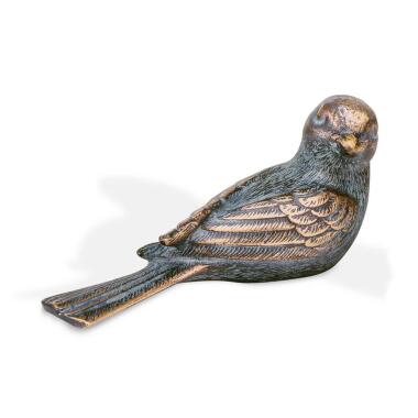 Sitzender Vogel aus Bronze/Aluminium für