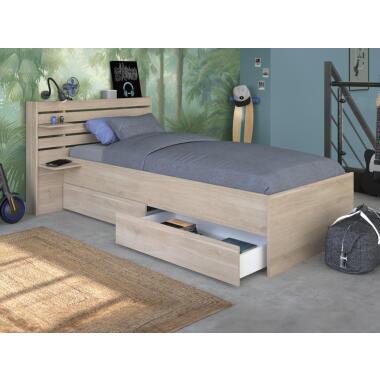 Bett mit Stauraum 90 x 200 cm Holzfarben