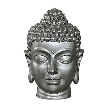 Buddha Kopf aus Polystone Silber Indoor Lemlem