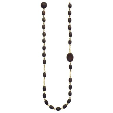 Damenkette :wooden beads black/matt gold