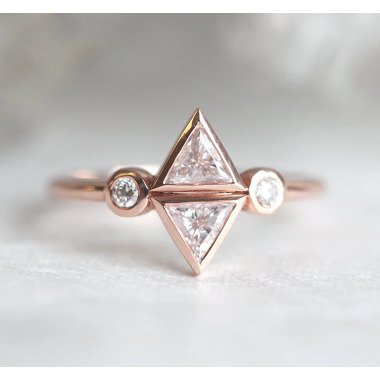 Diamant Billionen Ring, Verlobungsring, Einzigartige Dreieck Diamant-Ring