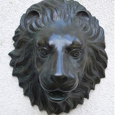 Edler Bronze Löwenkopf als Wandrelief Lionhard