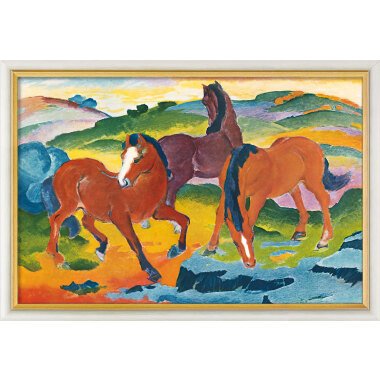 Franz Marc: Bild 'Die roten Pferde' (1911), gerahmt