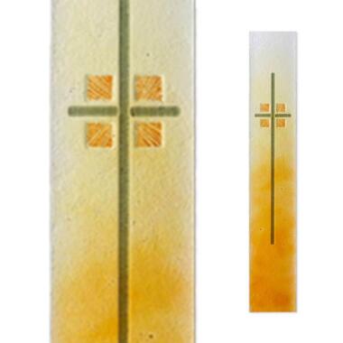 Kunstvolles Grabstein Glasdekor mit Kreuz Glasstele S-7 / 10x60cm