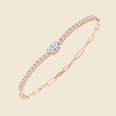 Oval Solitaire Half Tennis Armband Rose 