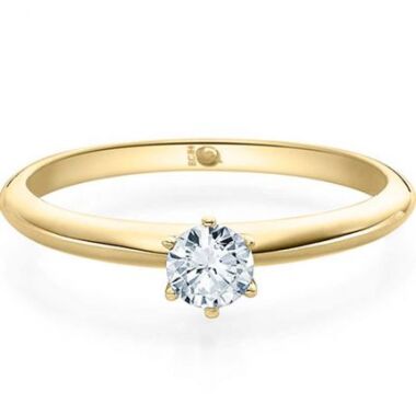 Ringschatulle mit Diamant & Hochglänzender Verlobungsring aus Gelbgold mit 0,25 ct Diamant