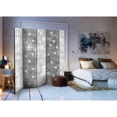 Schlafzimmer-Regal & Schlafzimmer Paravent mit Sternen Grau und Weiß