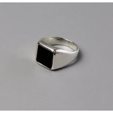 Silberring Männerring Siegelring Ring Sterlingsilber 925 Handarbeit Onyx Gr 63 
