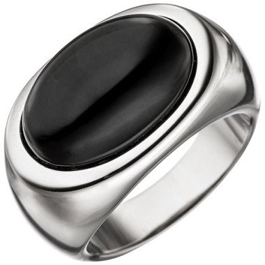 SIGO Damen Ring 925 Sterling Silber 1 Onyx schwarz Silberring Onyxring
