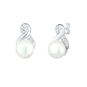 Silber-Ohrring aus Silber & Elli  Elli Elli Ohrringe Infinity Perle Kristalle 925 Silber Ohrring