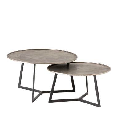 Sofa Tisch Set mit Metallplatten aus Aluminium