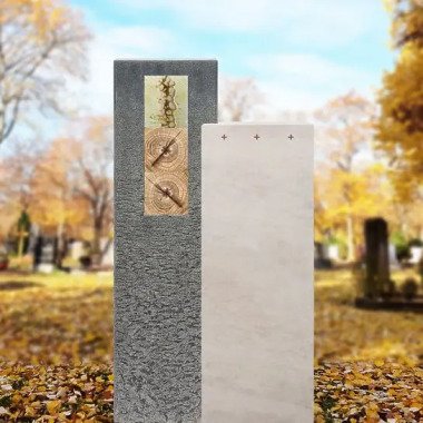 Urnengrabstein mit Glas aus Kalkstein & Kalkstein & Granit Grabmal mit