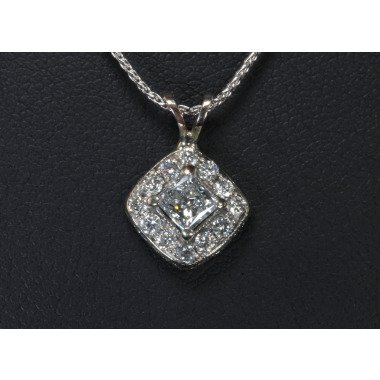 Vintage 14K Weißgold Princess Schliff Diamant