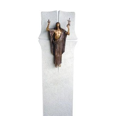 Ausgefallener Grabstein mit Figur & Grabstein Bildhauer Bronze Statue Christus