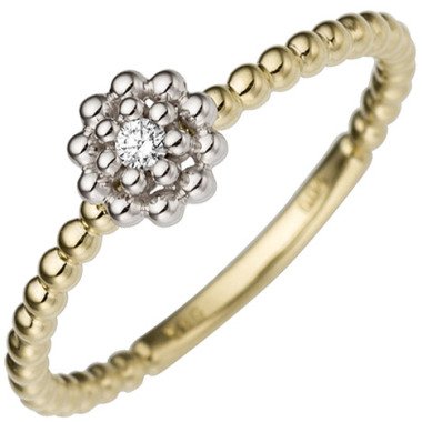 Bicolor-Ring aus Weißgold & SIGO Damen Ring Blume 585 Gold Gelbgold Weißgold