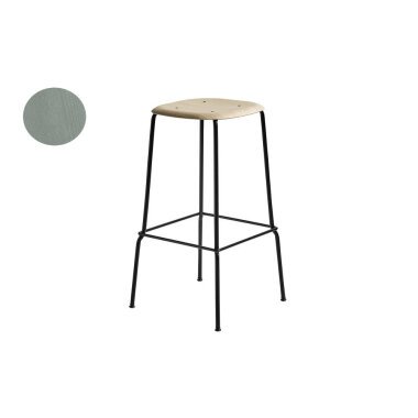 Designer-Stuhl & HAY Soft Edge 30 Bar Stool nebelgrün/ schwarz hoch