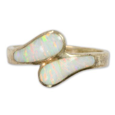 Ehering & Jahrgang 950 Britannia Silber Opal Inlay Wrap Um Stil Ring Größe