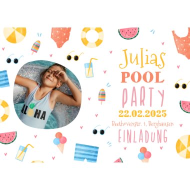 Einladung Kindergeburtstag Pool Party Mädchen
