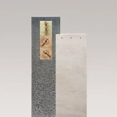 Grabstein aus Granit mit Glaselement & Kalkstein & Granit Grabmal mit Glas