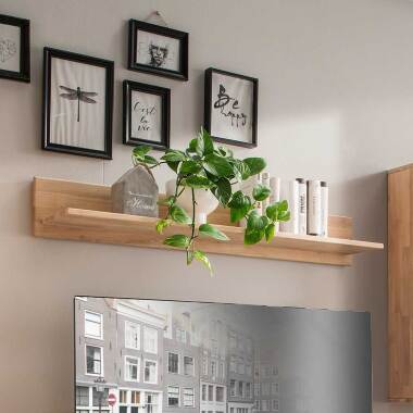Holzwandboard aus Eiche & Massiv Hängeregal in Eiche Bianco geölt modern