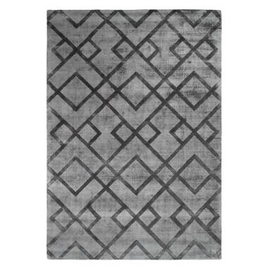 Kurzflor Teppich in Anthrazit geometrisch gemustert
