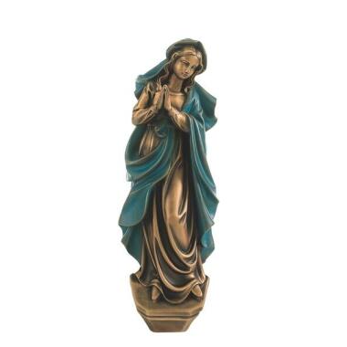 Madonna Figur & Betende Bronze Marienfigur Parens Divus / 61x22x15cm