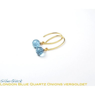 Ohrhaken aus Silber & Zarte Ohrhänger London Blue Quartz Lange Ohrhaken