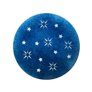 Rundes Glasornament blau mit Sternen Glasornament R-55 / 20cm