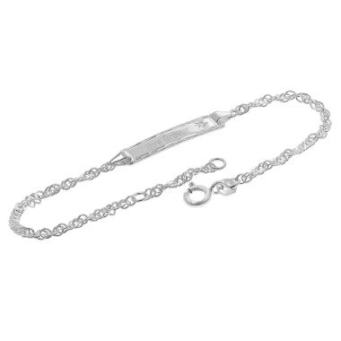Singapurkette aus Metall & trendor 41067 Mädchen-Armband mit Namen 925 Silber Gravurband 19/17 cm